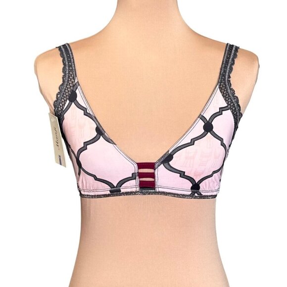 NWT Maaji Intimates Pink Grey Printed Halter Bralette Sz. L - Picture 4 of 14